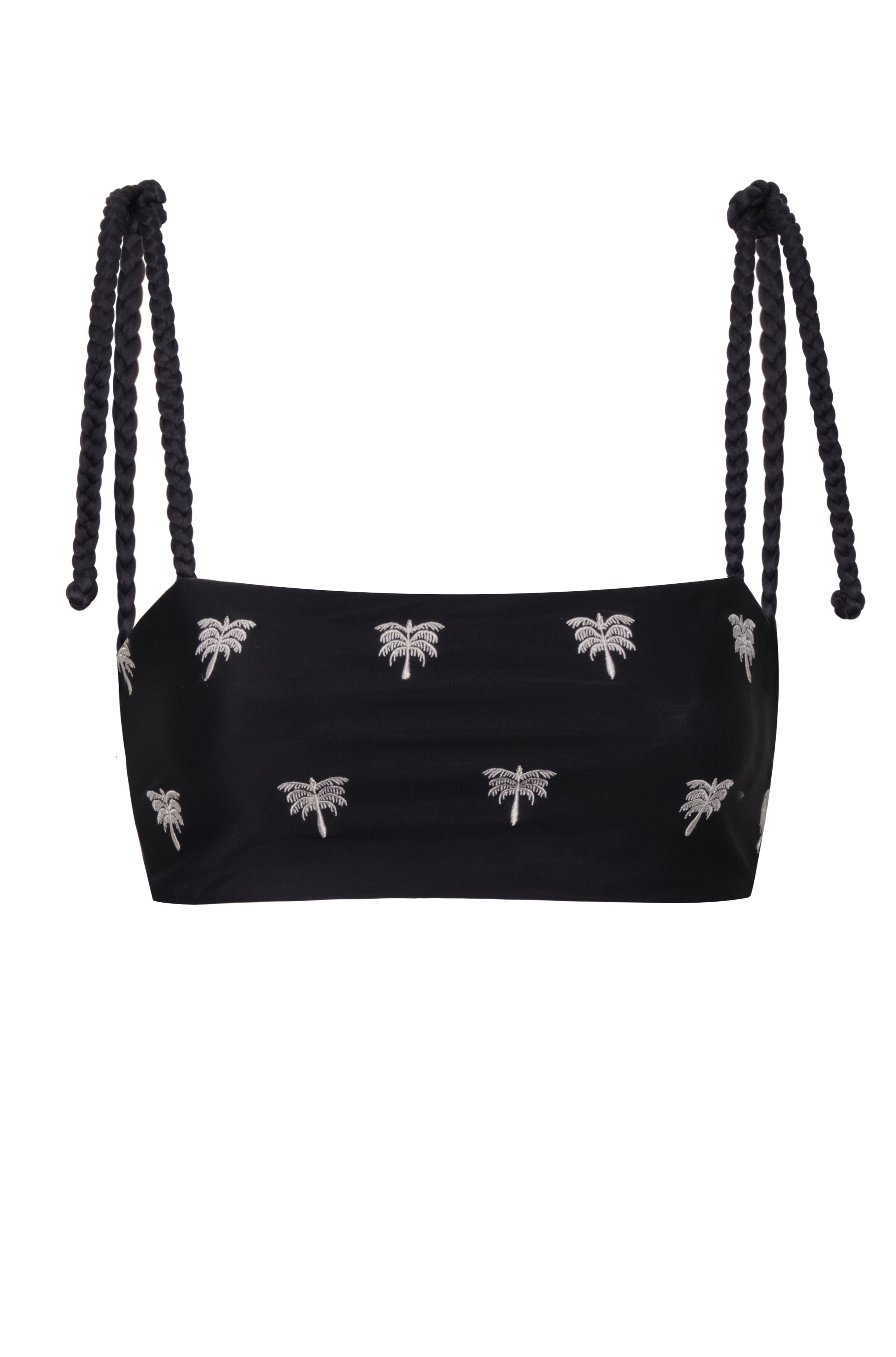 San Miguel Embroidered Top / Black - Ivory Polka Palms