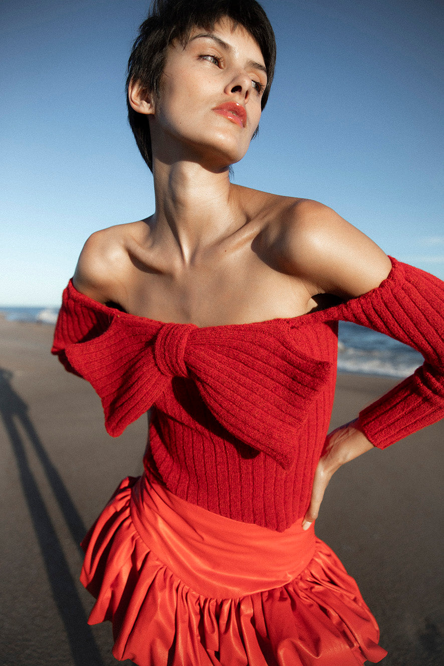 Isolda Knitted Top | Red