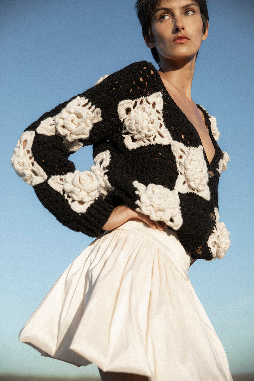 Belinda Crochet Cardigan | Black & White