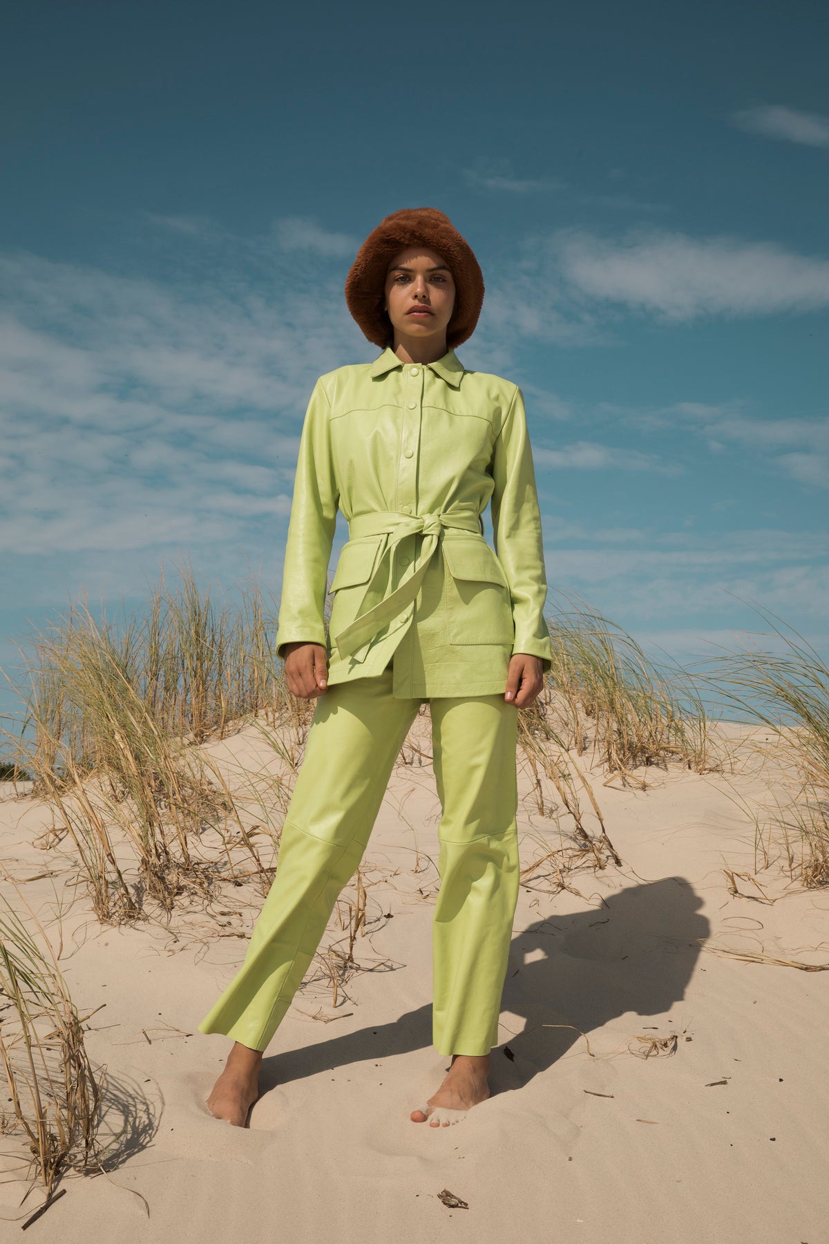 Dilma Leather Pant | Lime Green