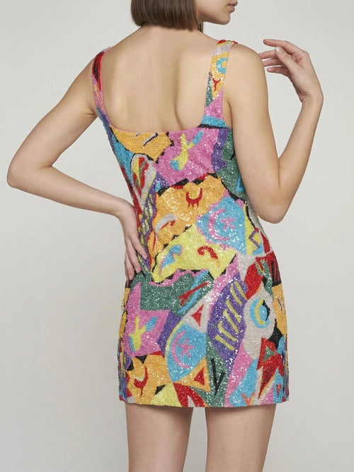 Boston Vibrant Hand-Beaded Dress | Multi Coloured