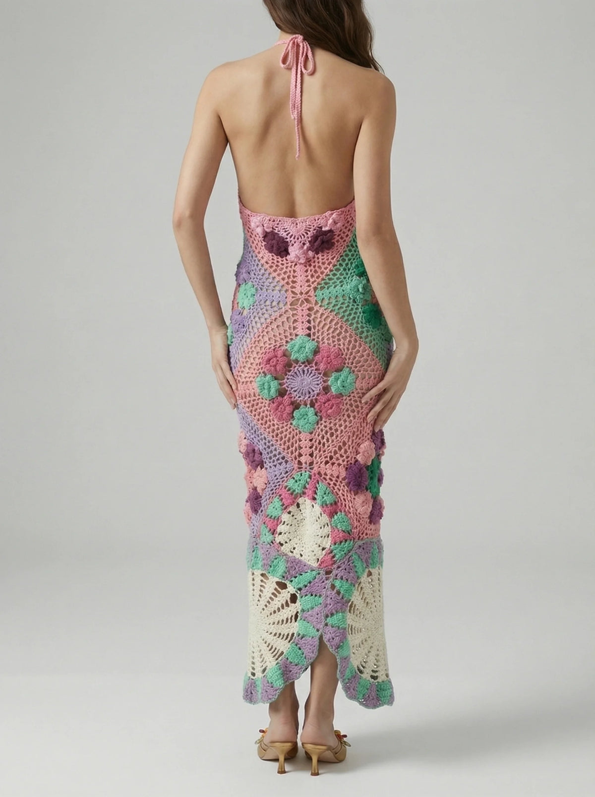 Rowan Halter Maxi Crochet Dress Multi