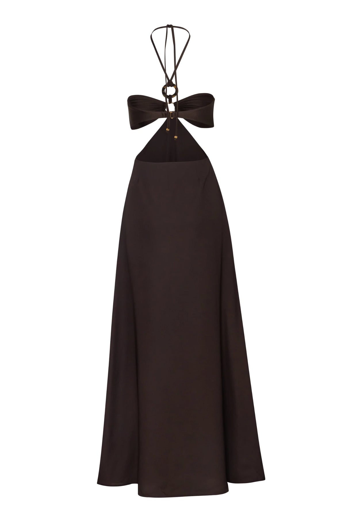 Yvon Dress by Baobab hanging, Lightweight fabric with Halter neckline and structured design.
