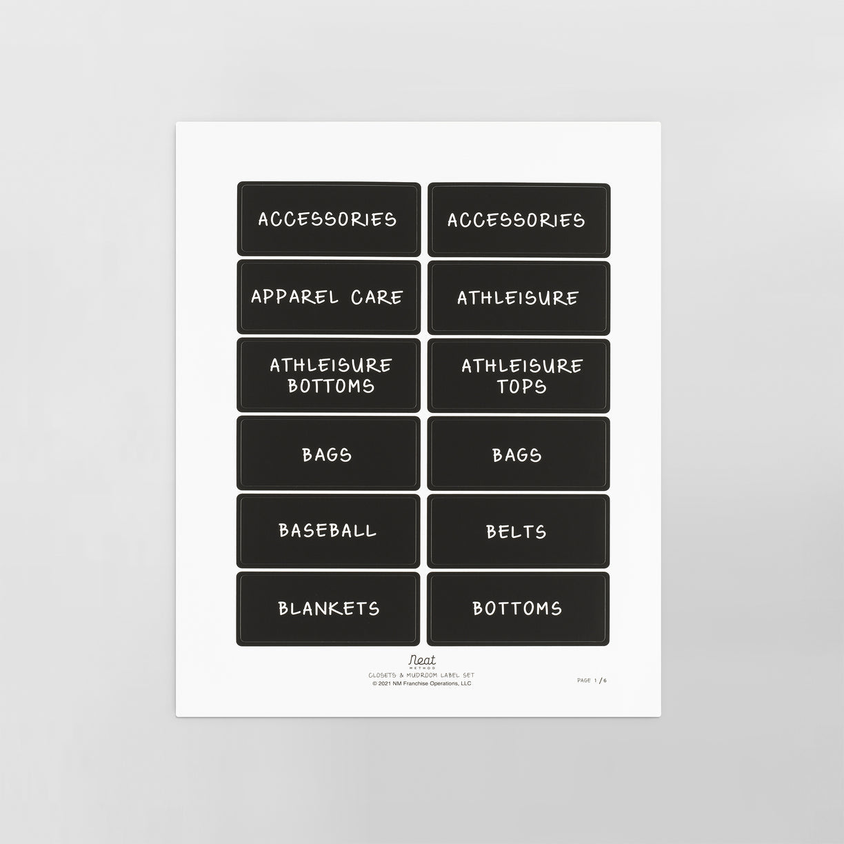 Closets & Mudroom Label Set | Matte Black