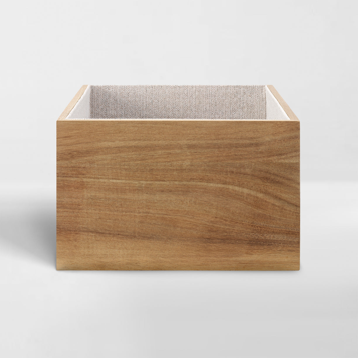 Lined Acacia Bin | Oil-rubbed Acacia