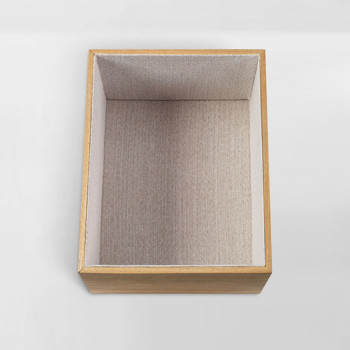 Lined Acacia Bin | Oil-rubbed Acacia