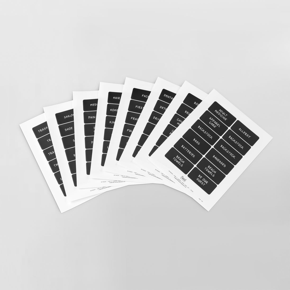 Bathroom, Linen and Laundry Room Label Set | Black