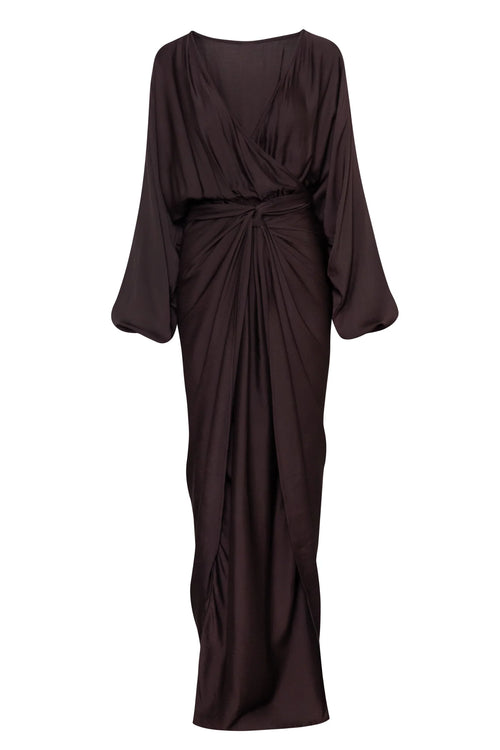 Long Alexa Dress with Two-layered silhouette, Textured fabric and Side slit.