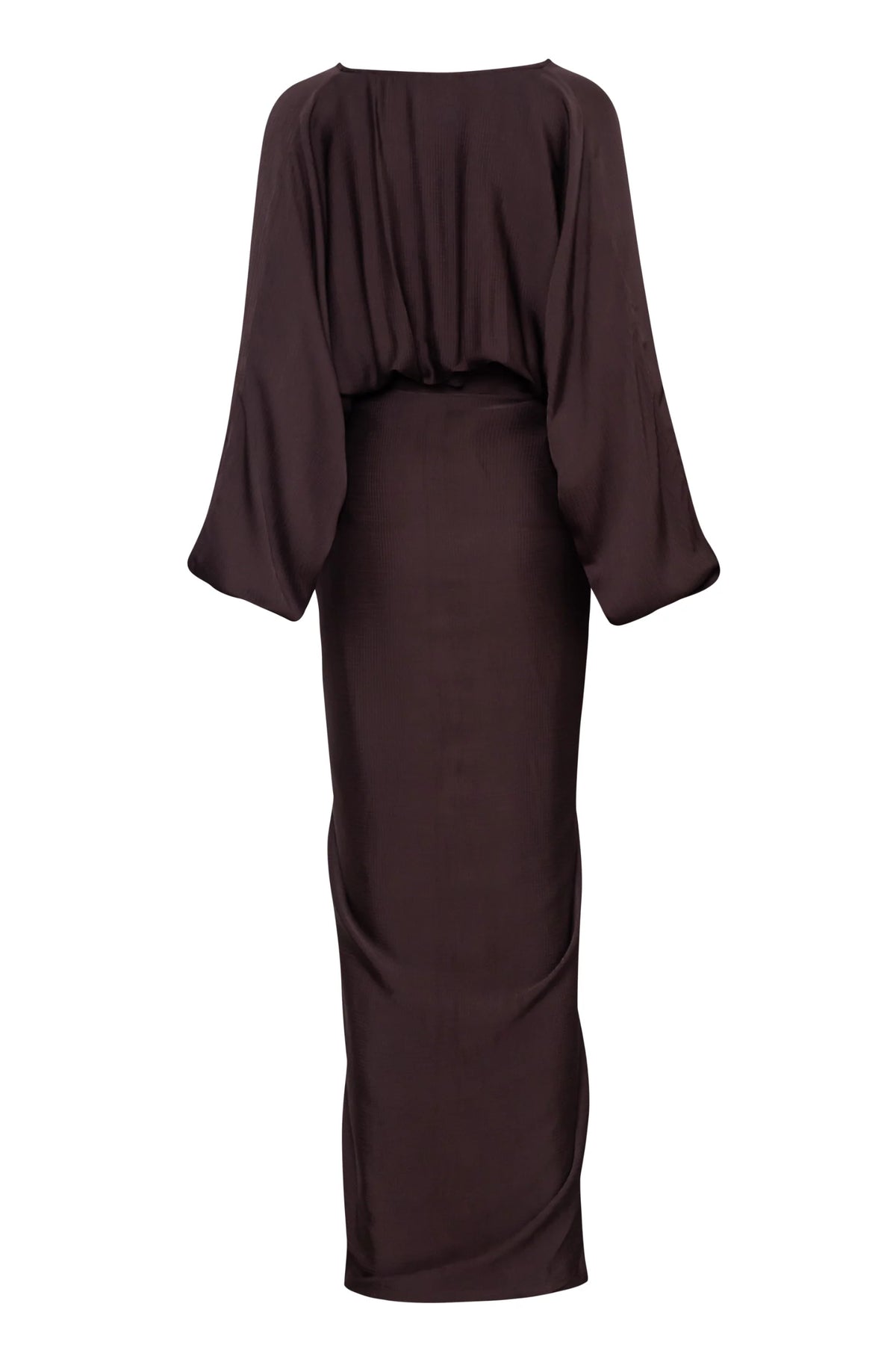 Alexa Dress by Baobab in Espresso color, Side zipper closure and fluid fall, Unlined.