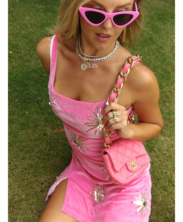 CALLIE DRESS PINK VELVET | OCEANUS