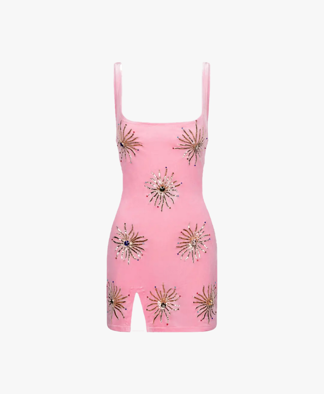 CALLIE DRESS PINK VELVET | OCEANUS