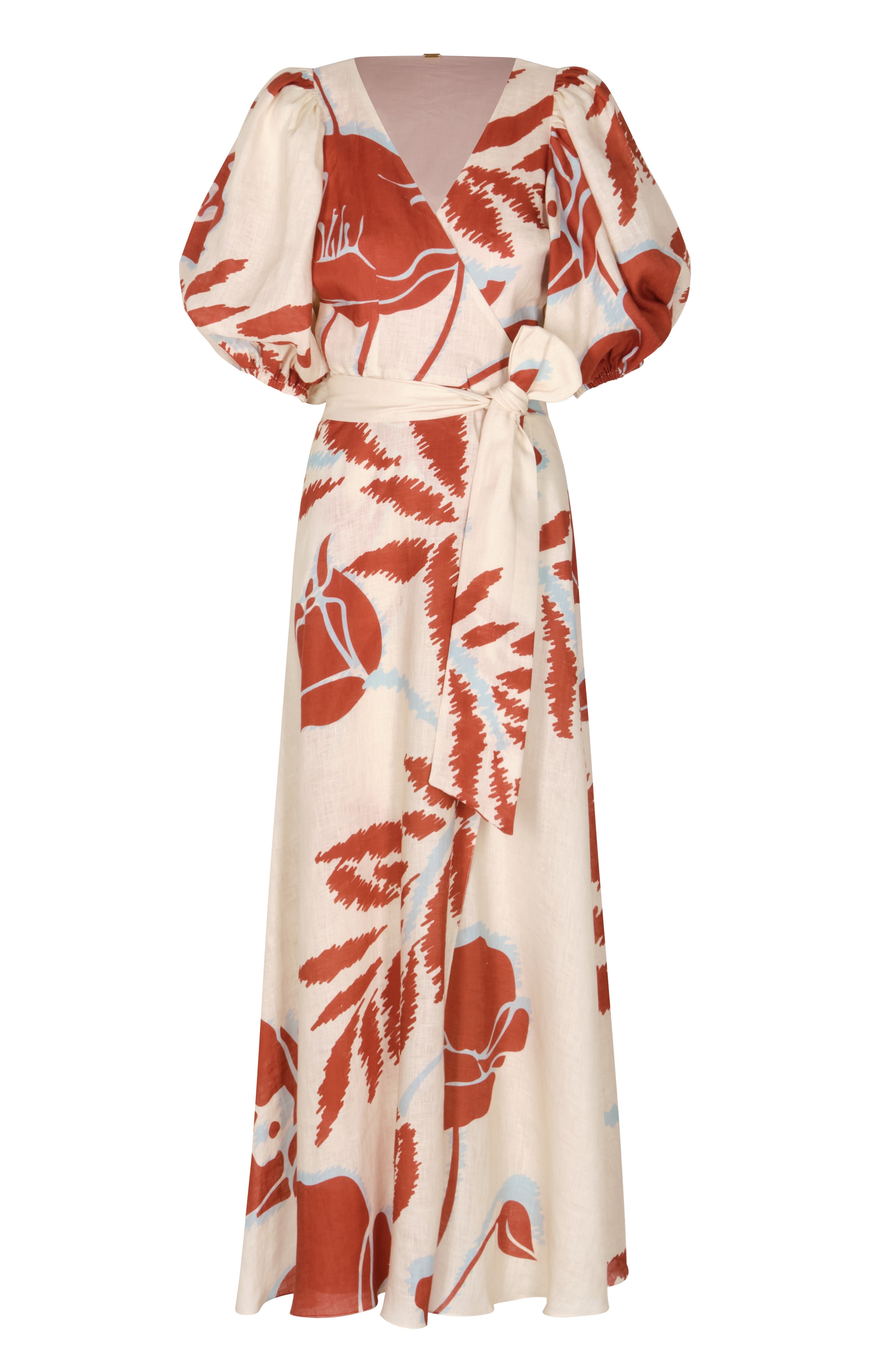 Ermita Linen Midi Dress / Ecru - Orange Gladiolos