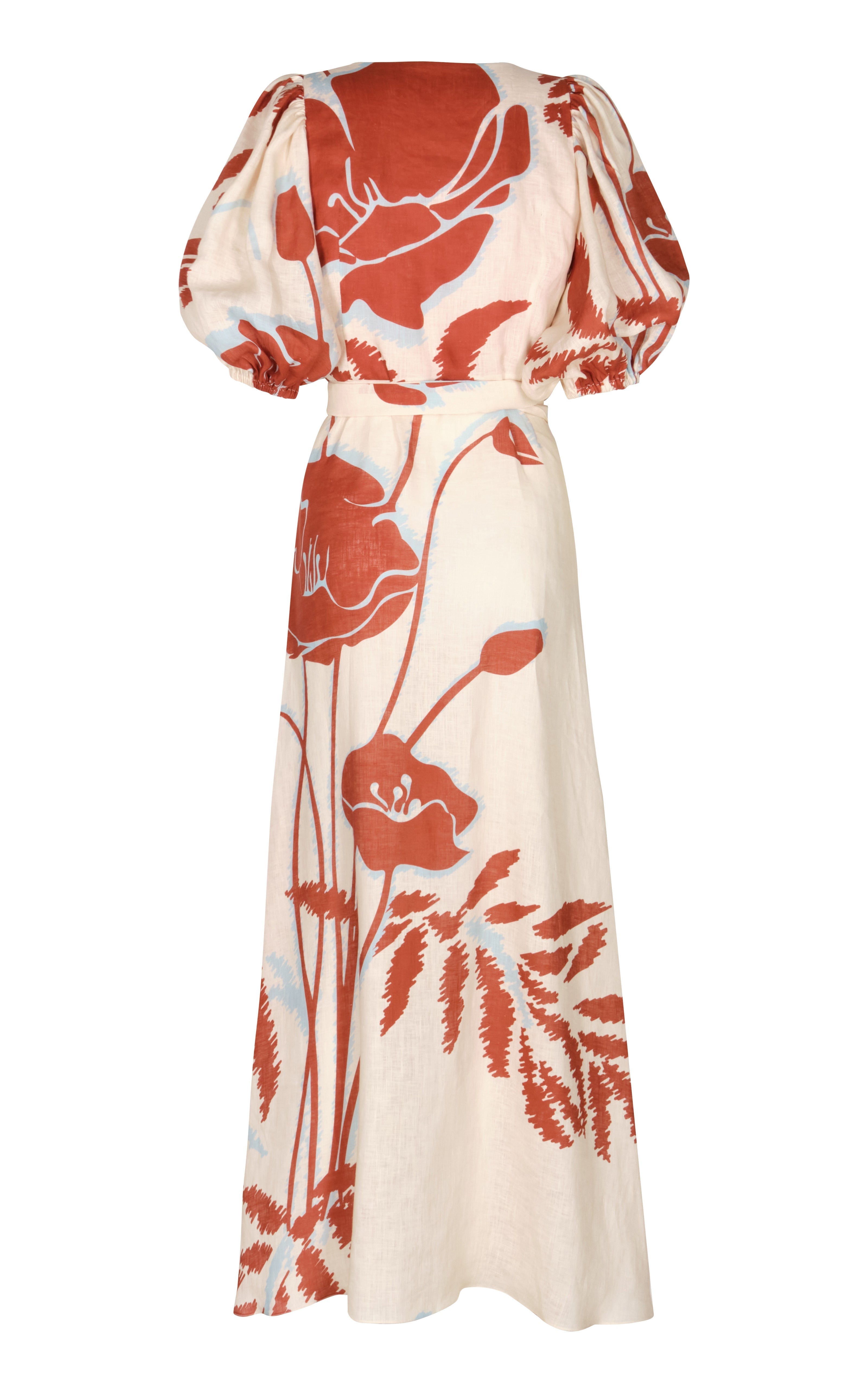 Ermita Linen Midi Dress / Ecru - Orange Gladiolos