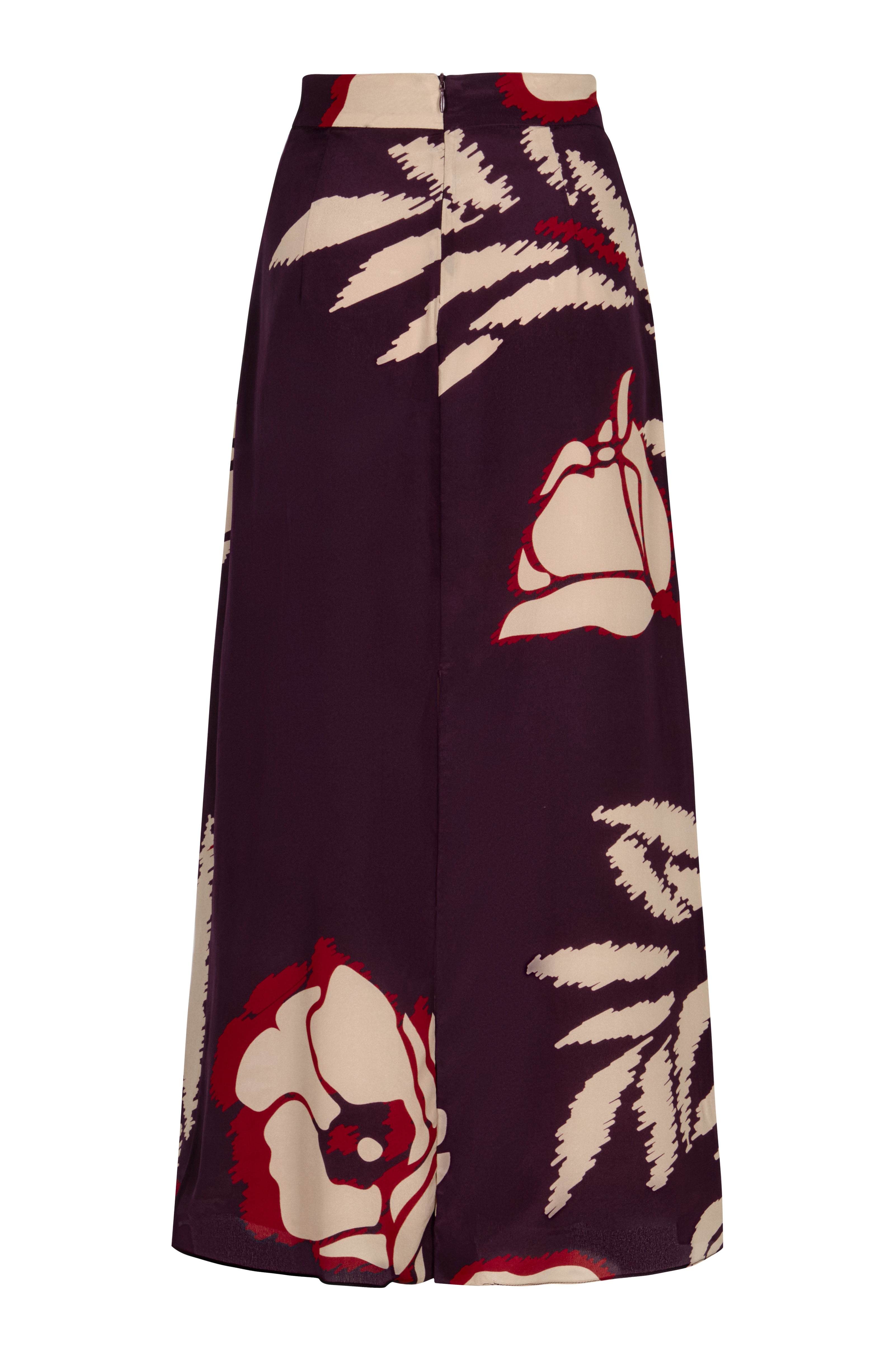 El Carmen Crepe Chine Midi Skirt / Purple Gladiolos