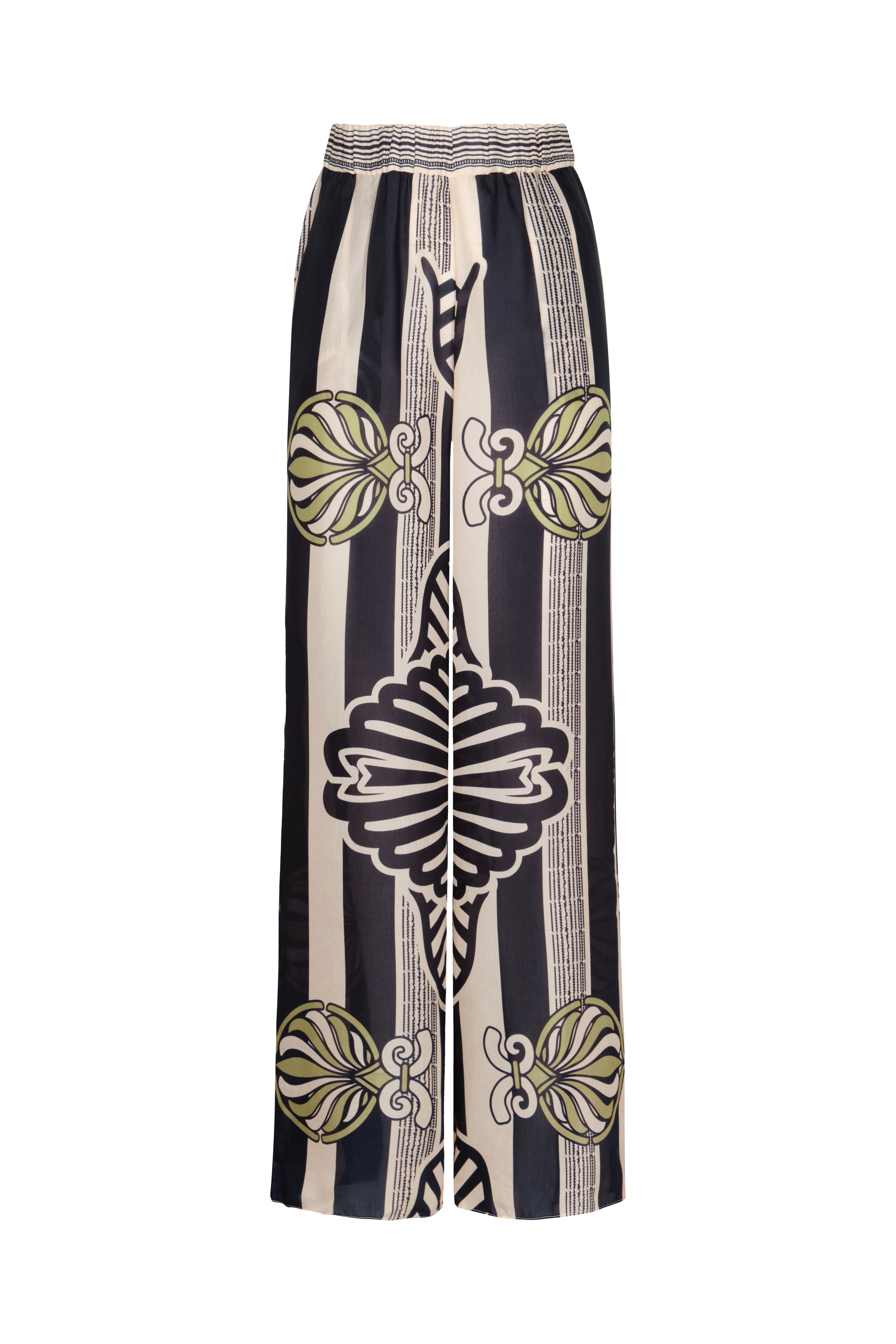 Joao Cotton Silk Pants / Navy Ornament Stripes