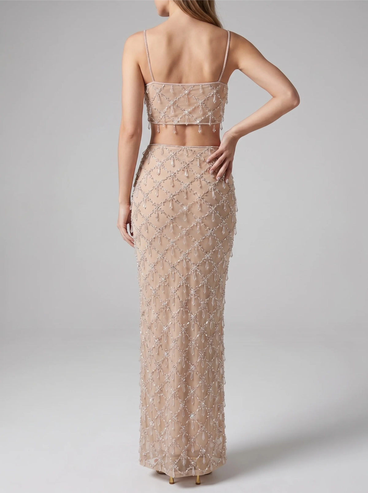 Calliope Luxury Crystal Co Ord Top Nude
