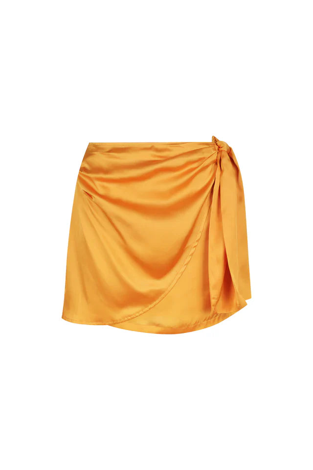Hansen + Gretel Aluna Wrap Mini Skirt in Mango | Hansen + Gretel