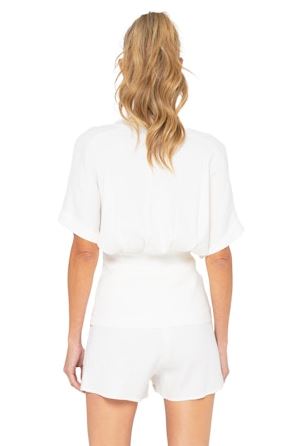 Ash Top - White Stretch Linen