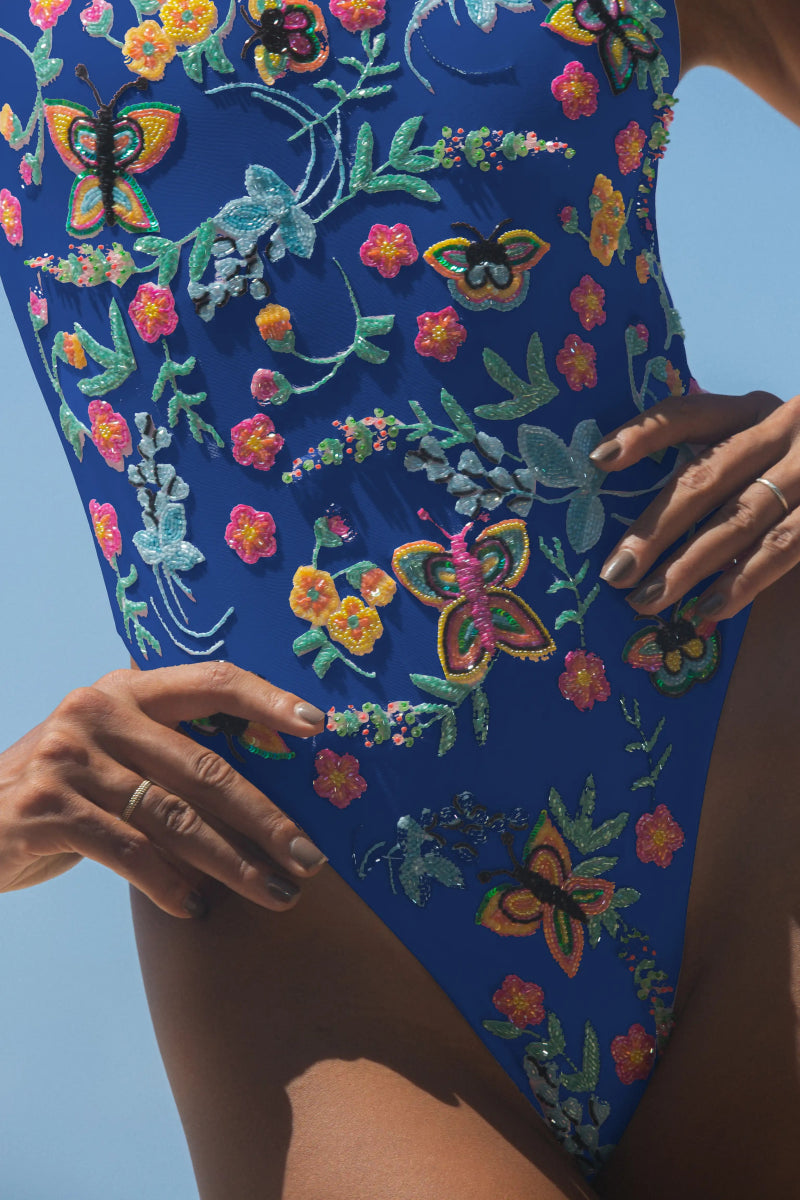 Alabama Floral Hand Embroidered One Piece Swimsuit Multi Colour