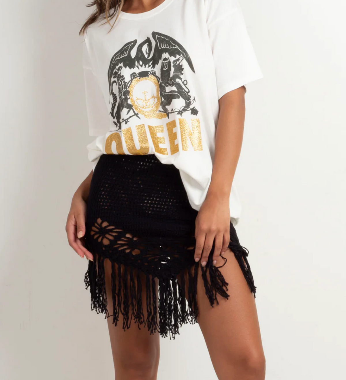 Alemu Mini Crochet Skirt | Black
