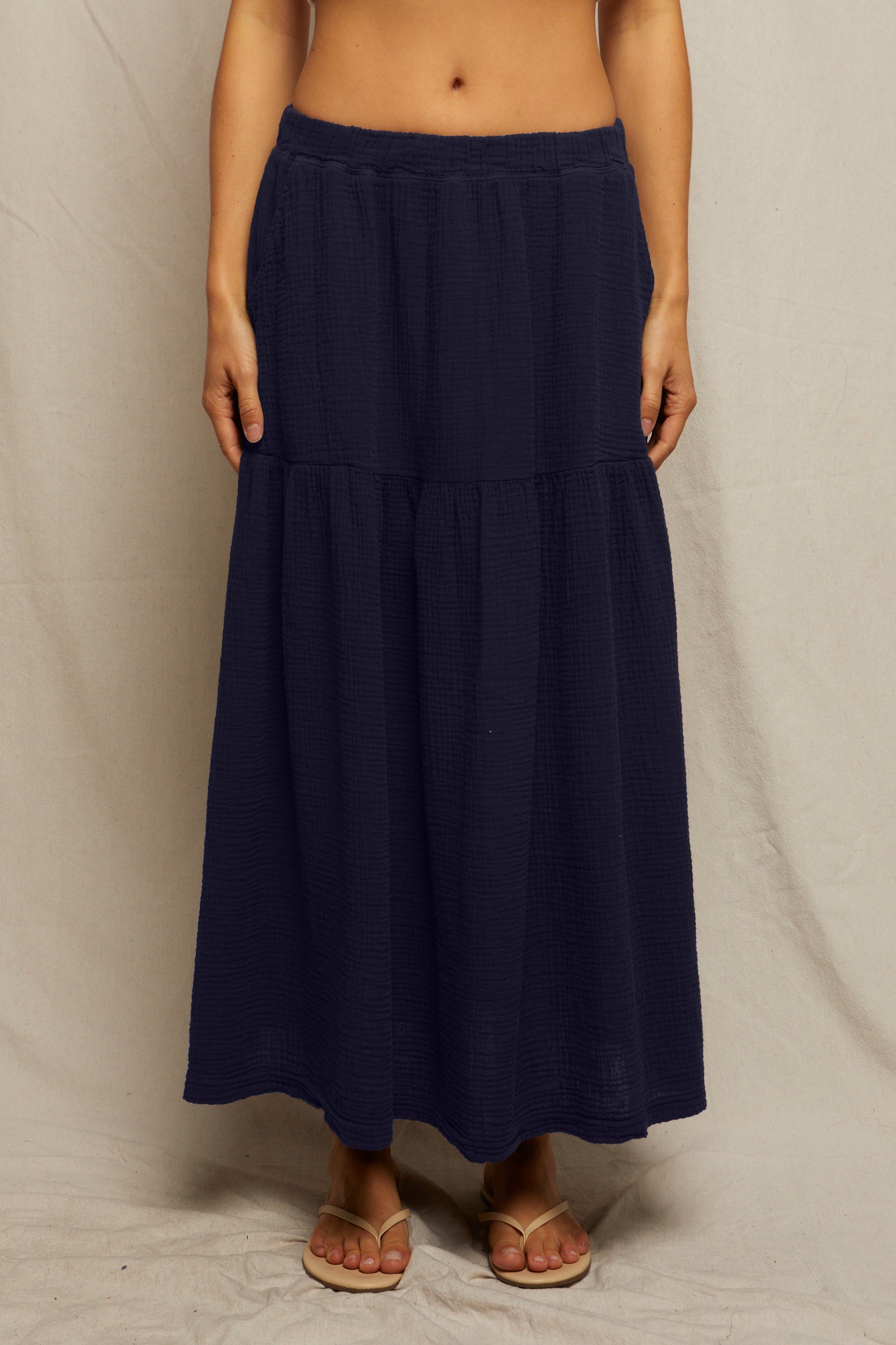 bella double gauze pull on skirt | navy