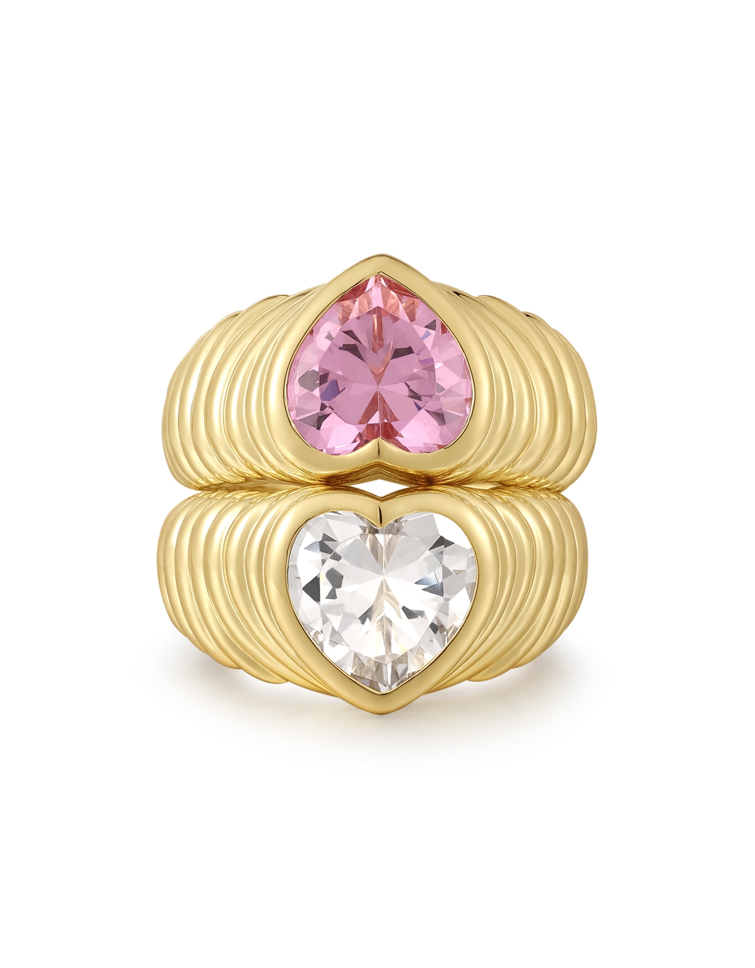 BFF Ring Set- Gold/Clear and Pink