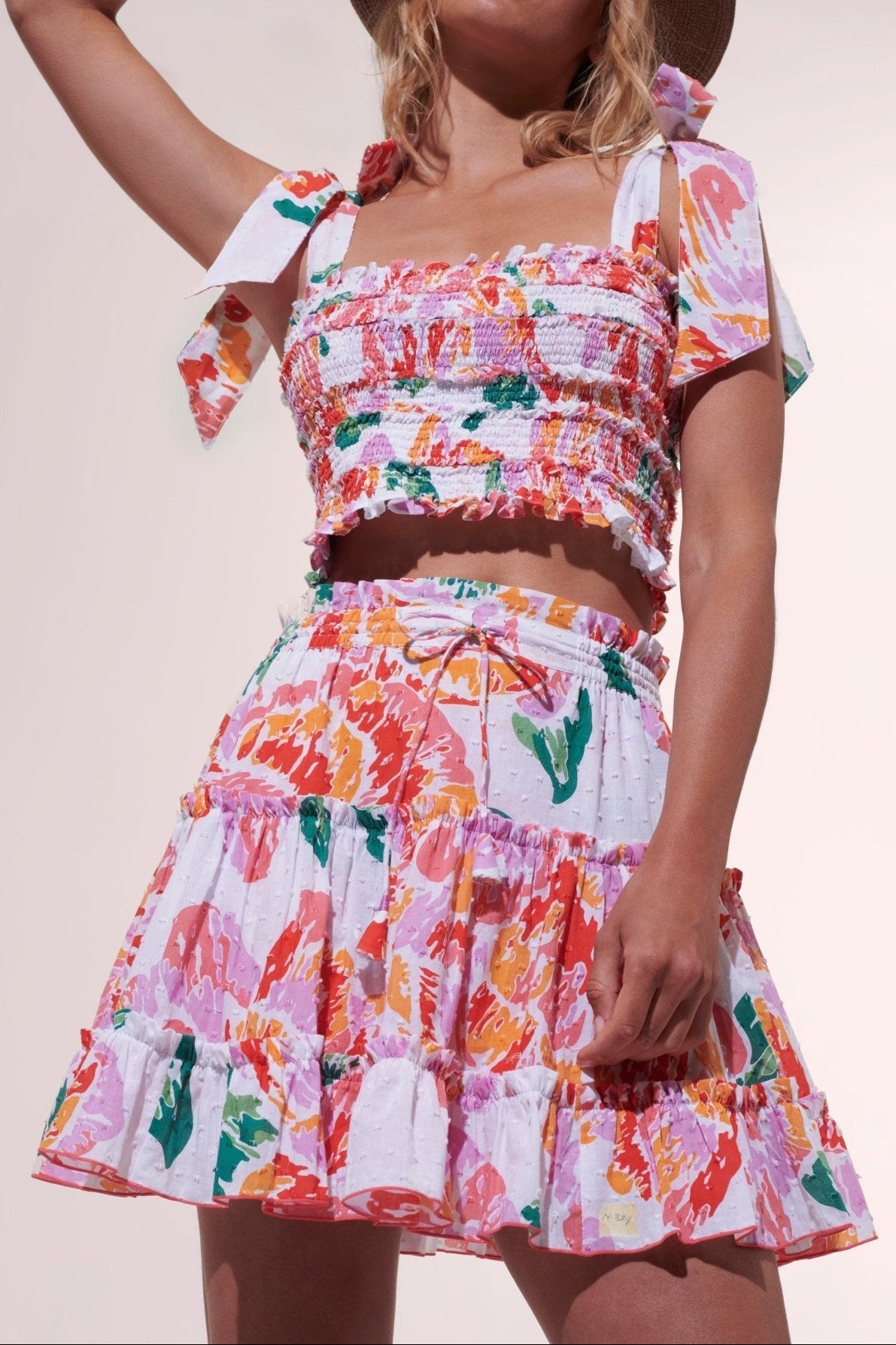 Mini Skirt Clara - Orange Macro Peony - Poupette St Barth