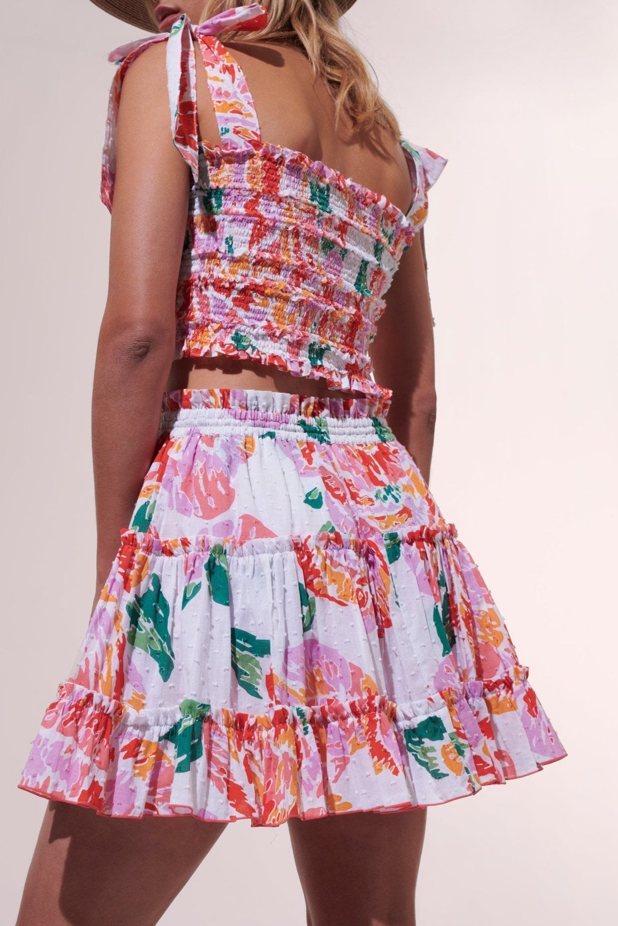 Mini Skirt Clara - Orange Macro Peony - Poupette St Barth