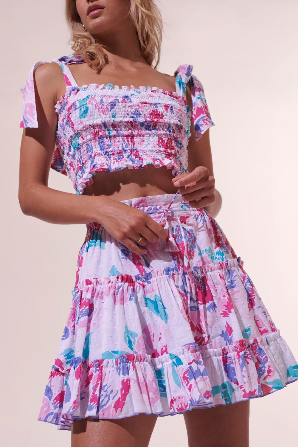 Mini Skirt Clara - Pink Macro Peony - Poupette St Barth