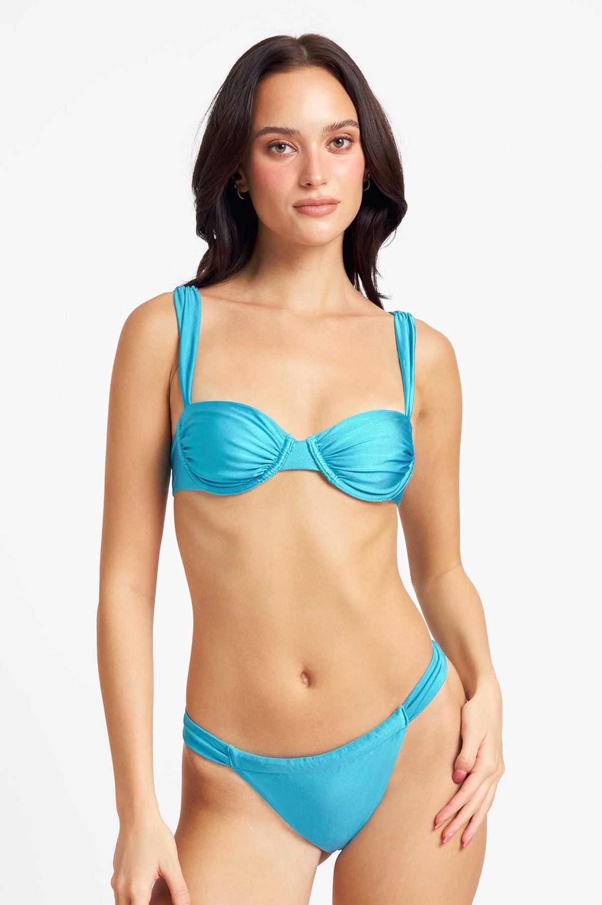 Giana Ruched Cheeky Bottoms / Agua FINAL SALE