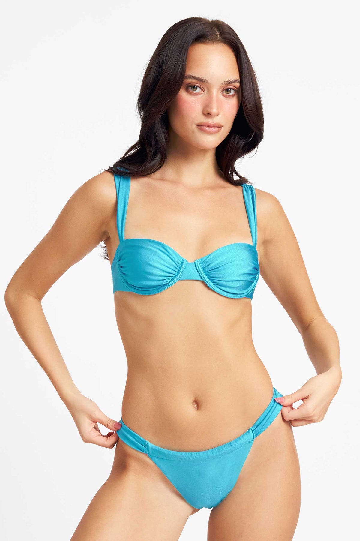 Giana Ruched Cheeky Bottoms / Agua FINAL SALE