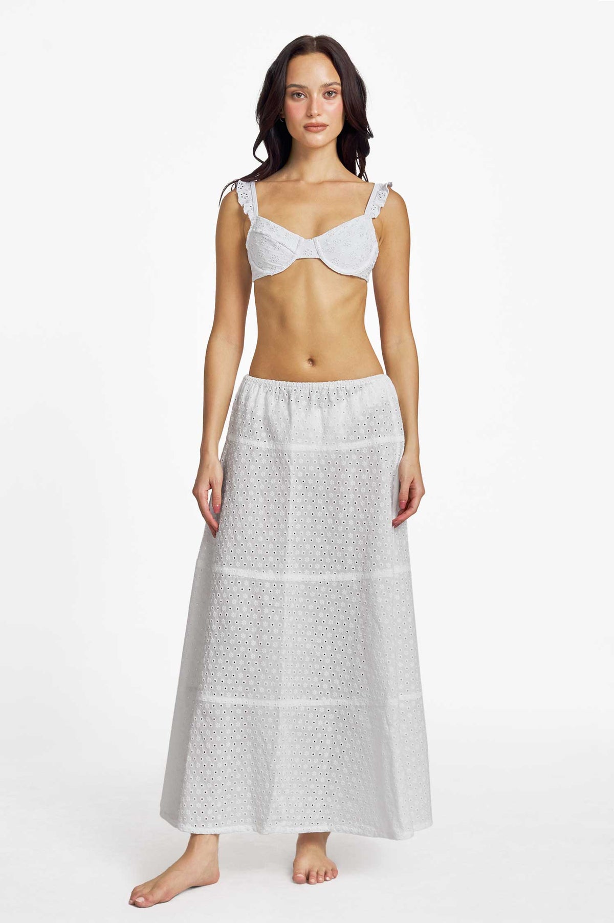 Emily Ruffled Underwire Top / White Eyelet FINAL SALE