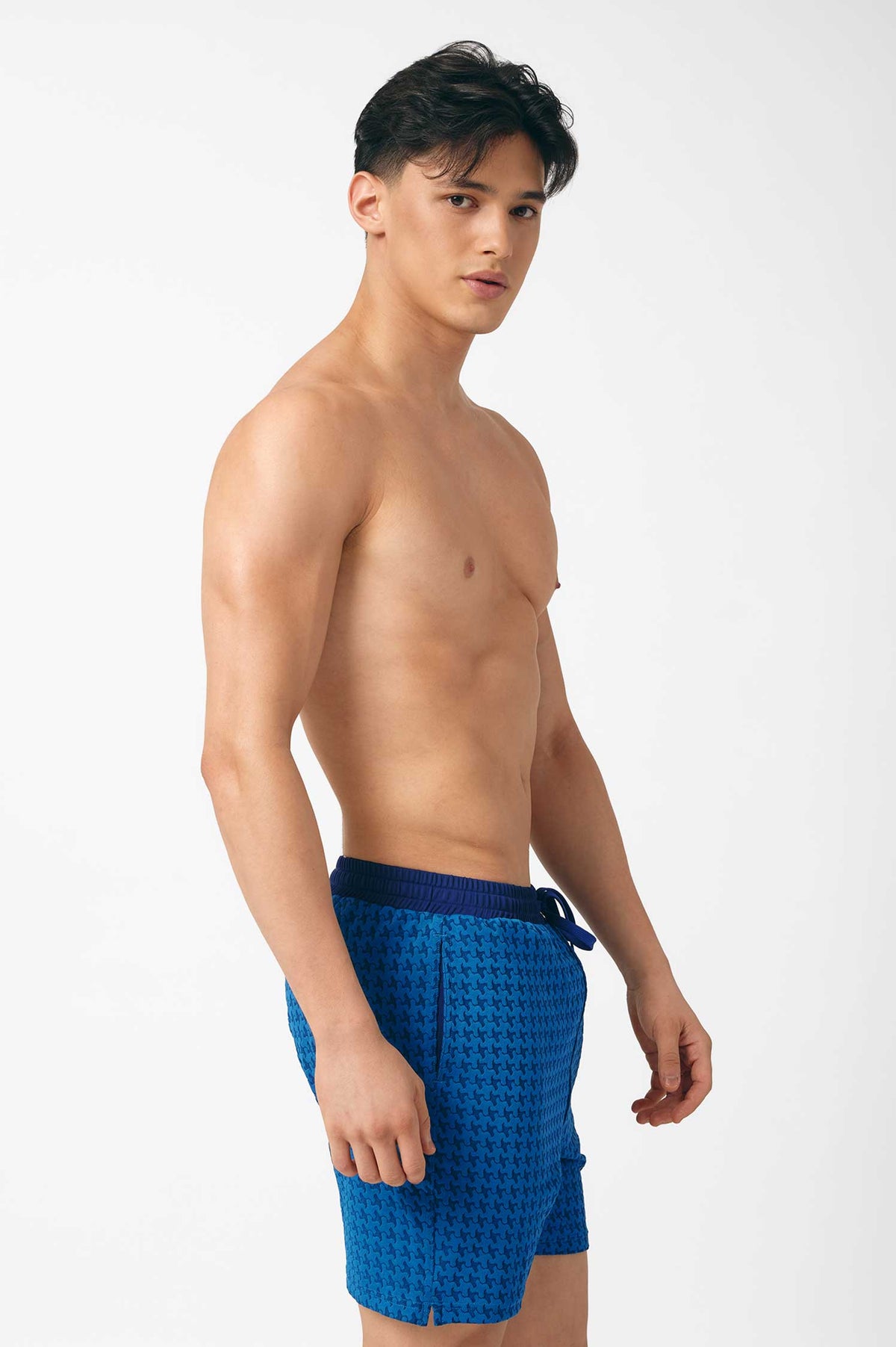 Men's Swim Shorts / Blue Soda Houndstooth FINAL SALE
