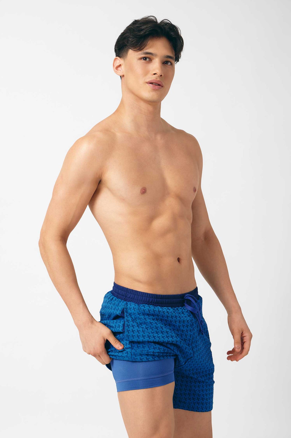 Men's Swim Shorts / Blue Soda Houndstooth FINAL SALE