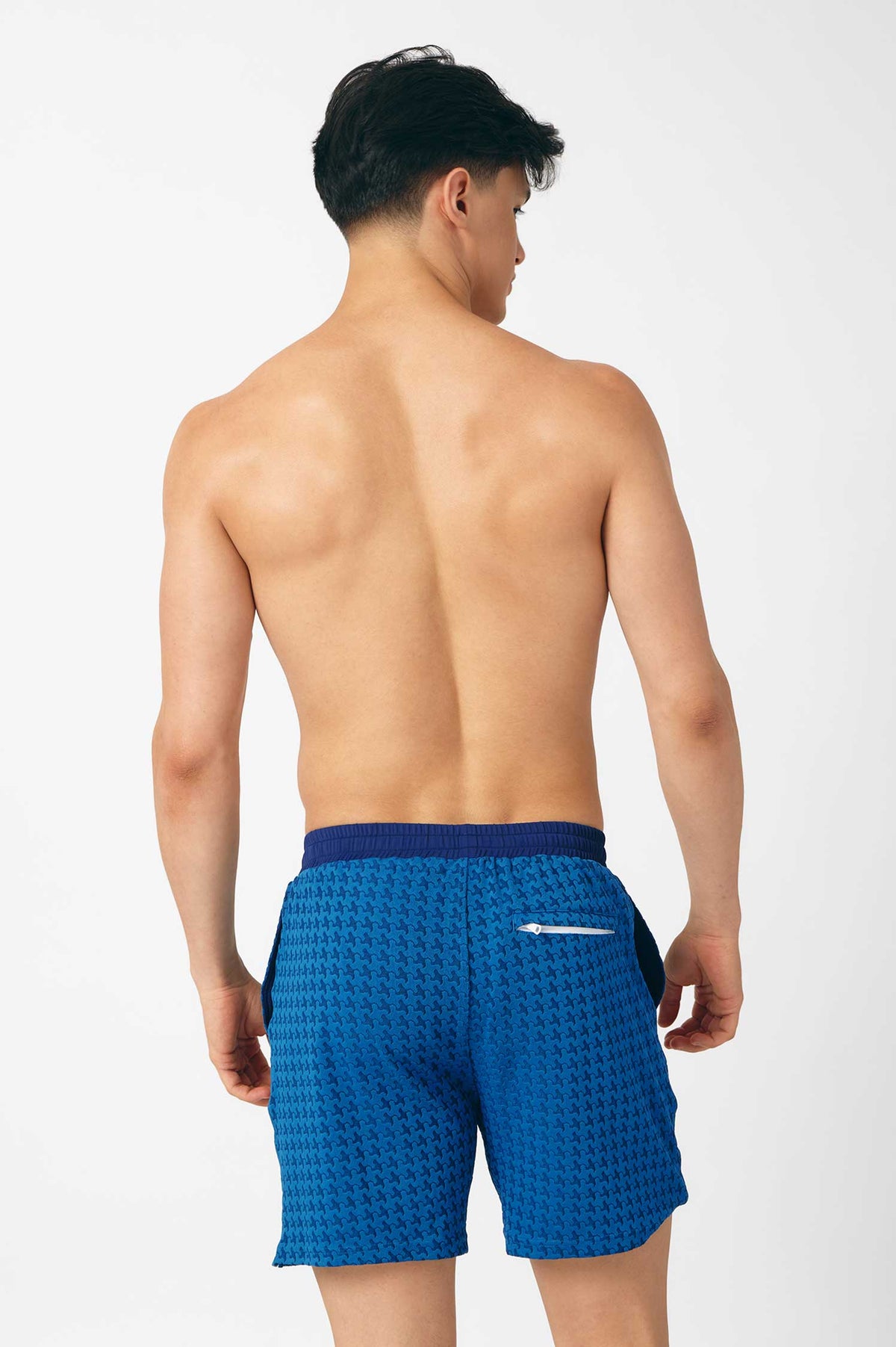 Men's Swim Shorts / Blue Soda Houndstooth FINAL SALE
