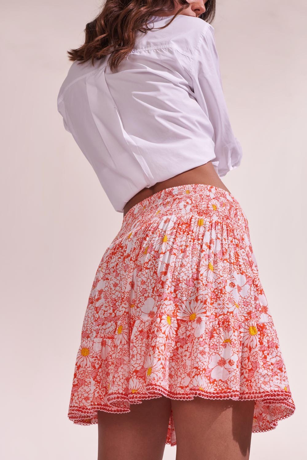 Mini Skirt Mabelle - Orange Mid 70'S Garden - Poupette St Barth