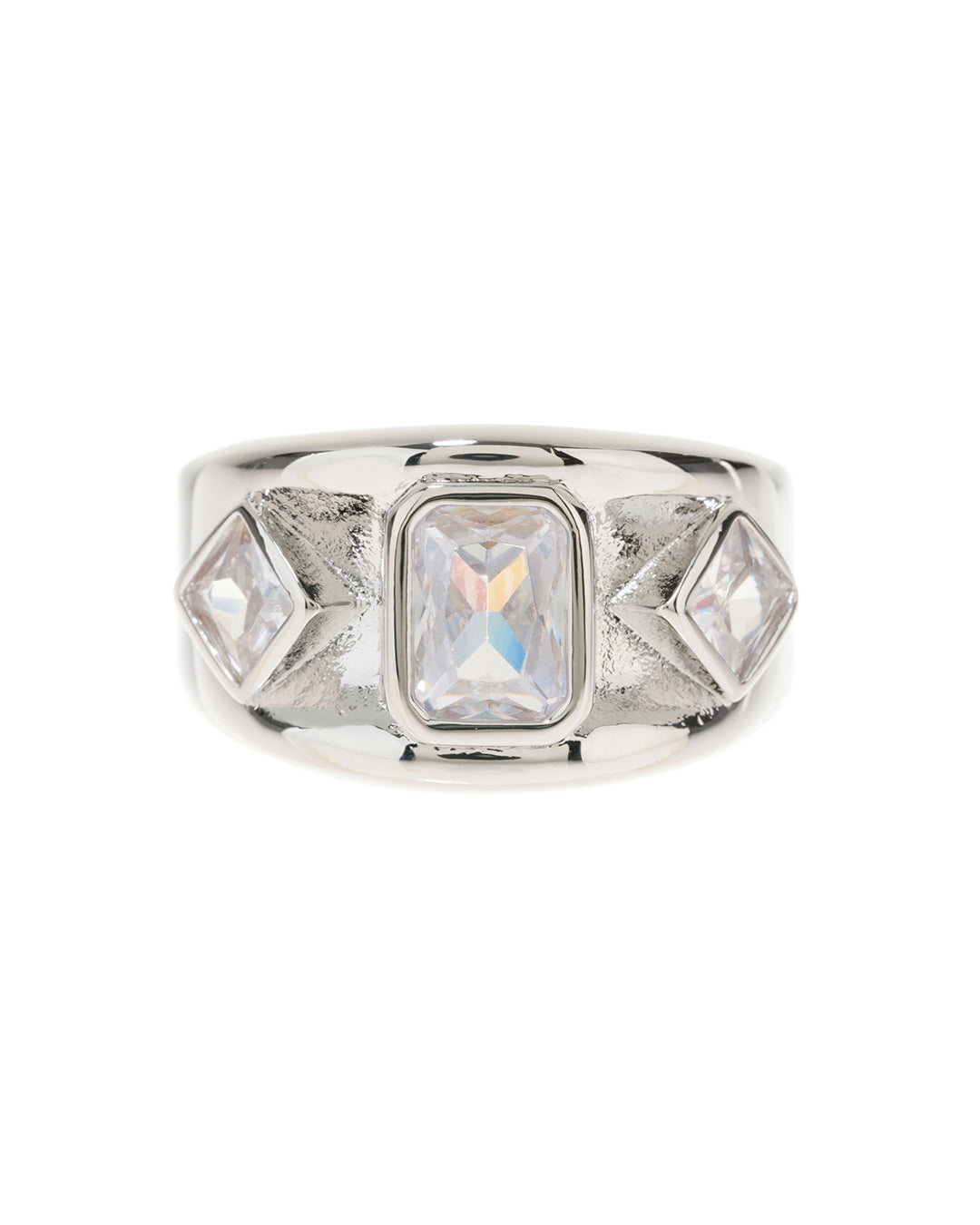 Baguette Bezel Signet Ring- Silver