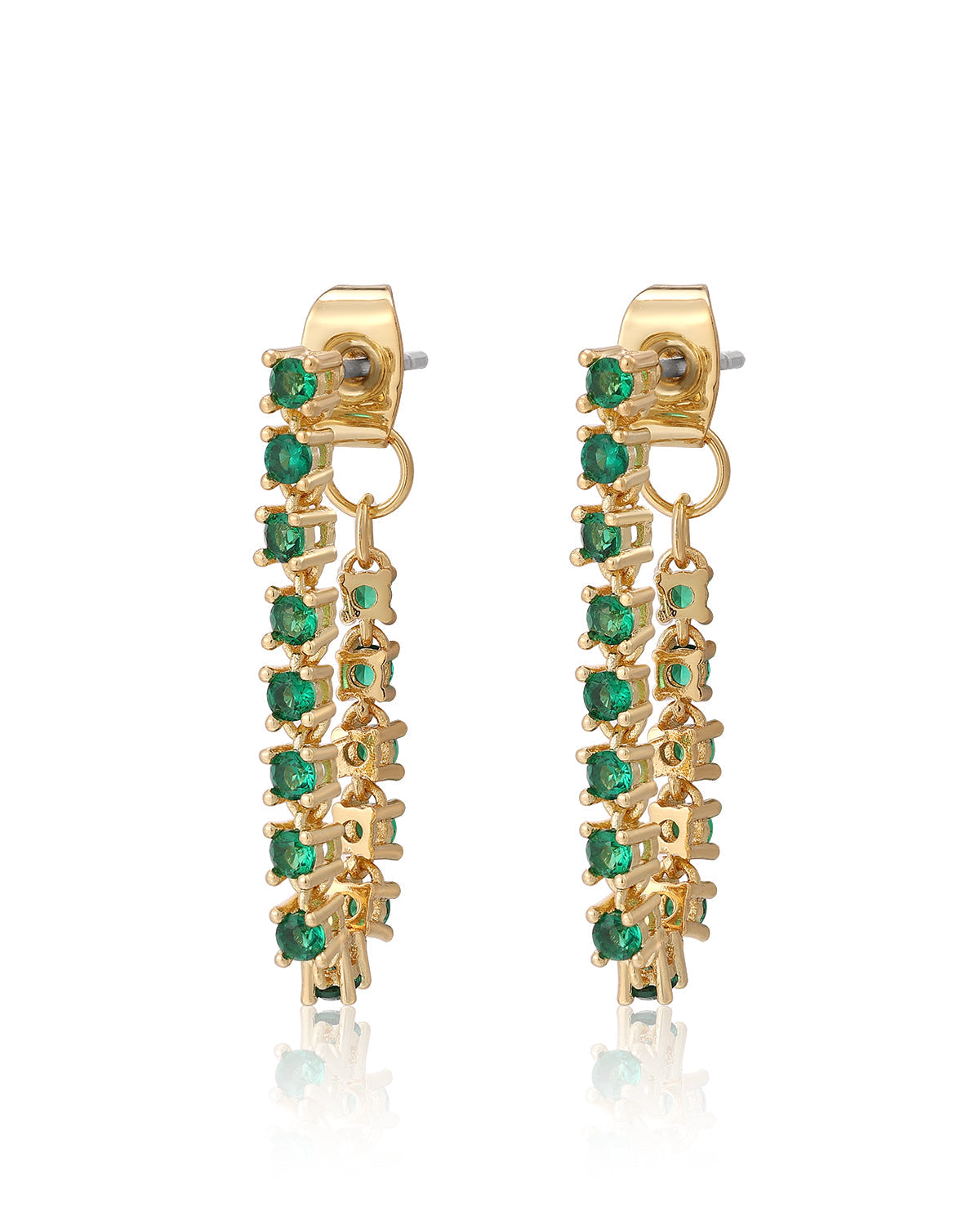 Ballier Chain Studs- Emerald Green- Gold