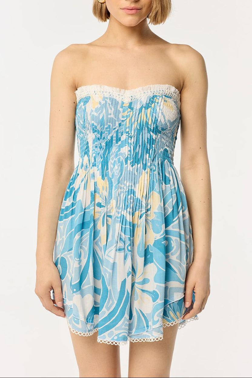 Bandeau Dress Claire - Blue Fantasia - Poupette St Barth