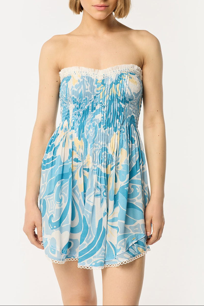Bandeau Dress Claire - Blue Fantasia - Poupette St Barth