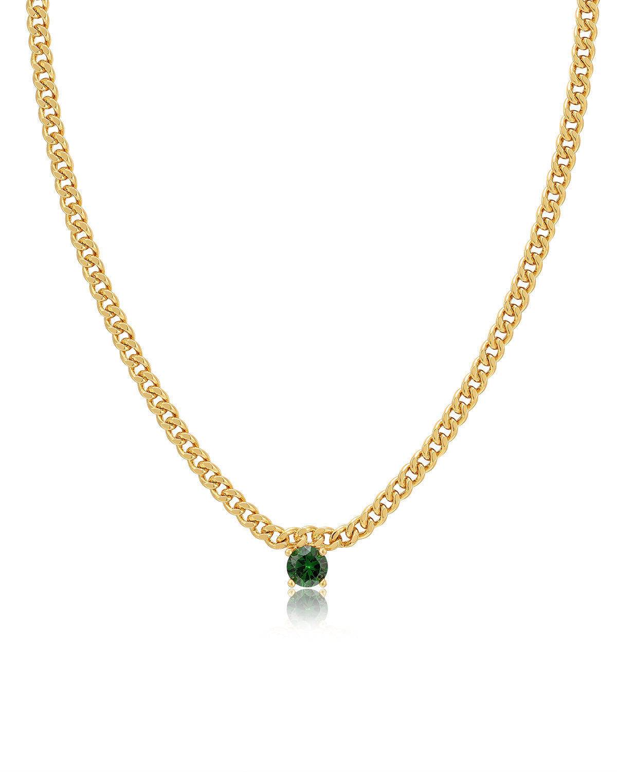 Bardot Stud Necklace- Emerald Green- Gold