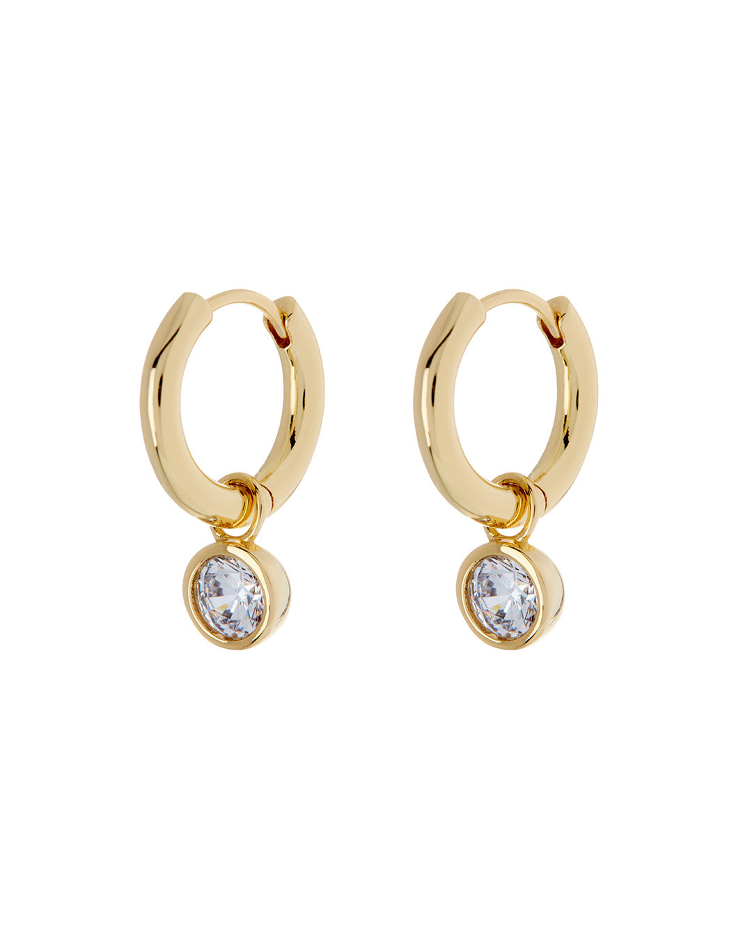 Bezel Charm Huggies- Gold