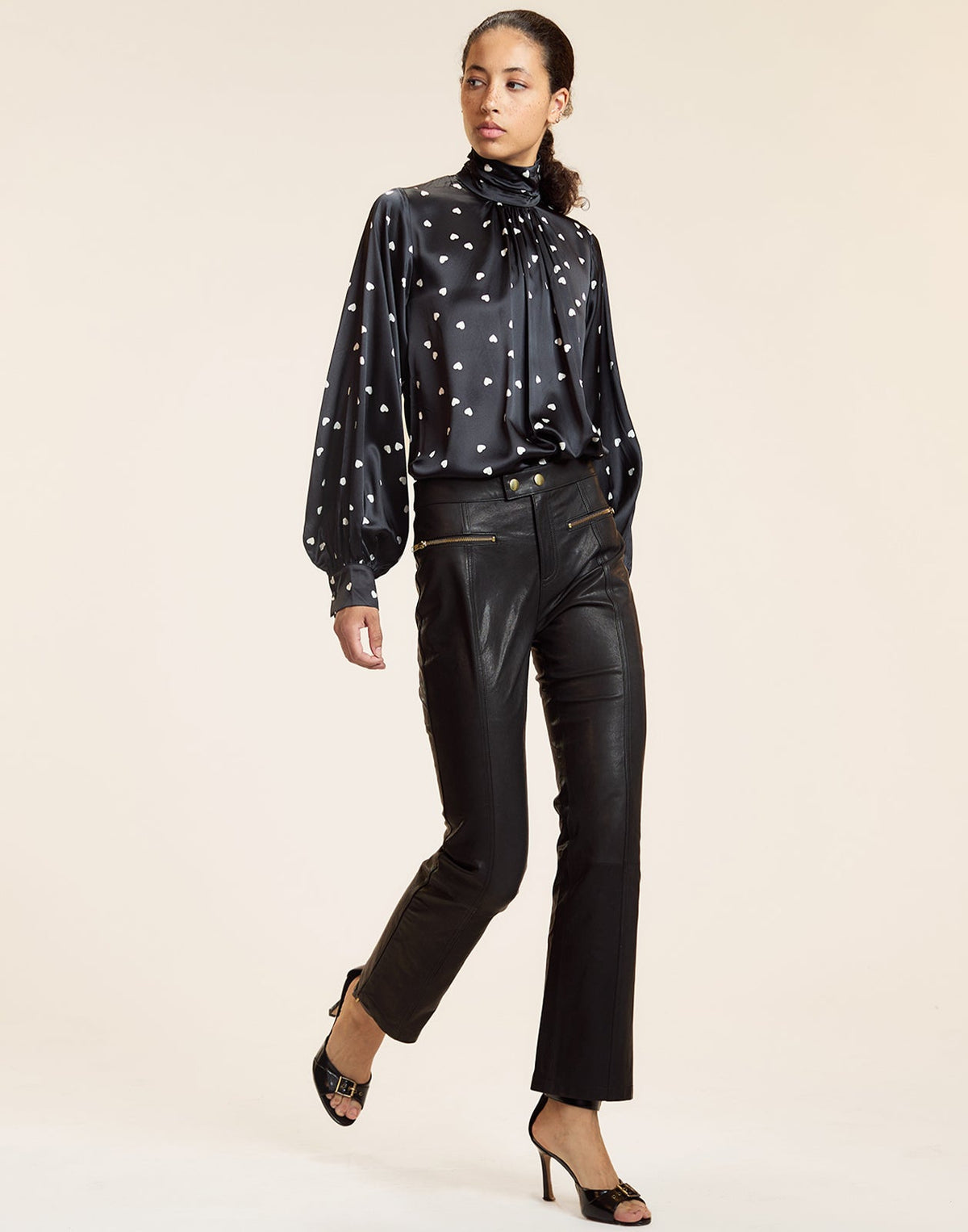 HIGH NECK SILK BLOUSE