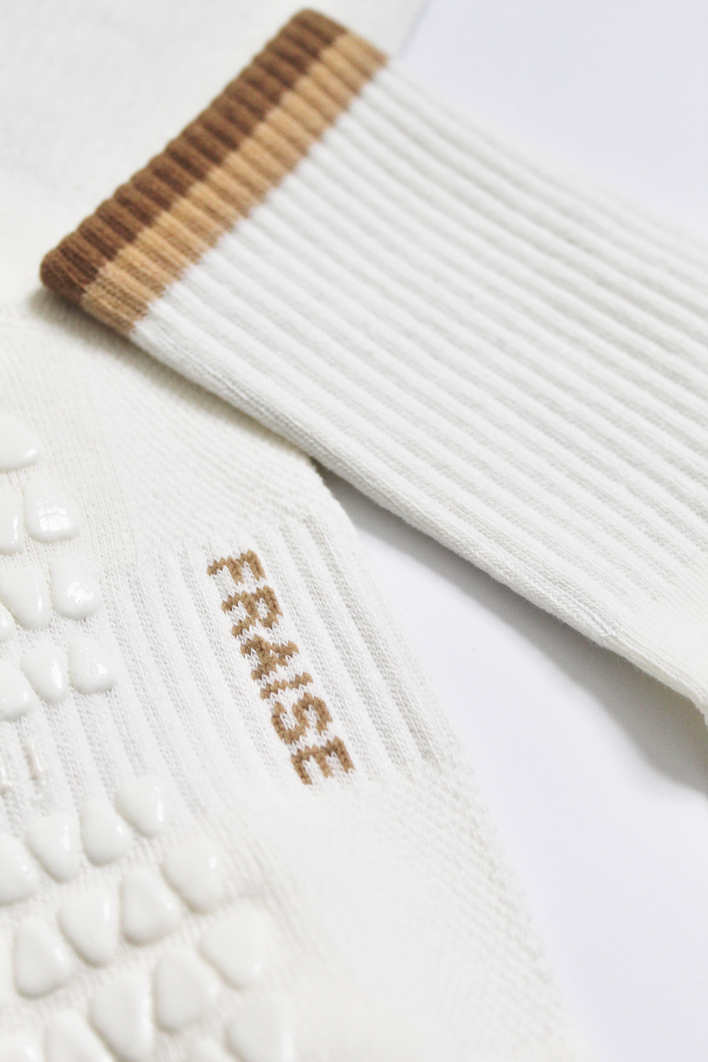 Brulee Striped Crew Grip Sock