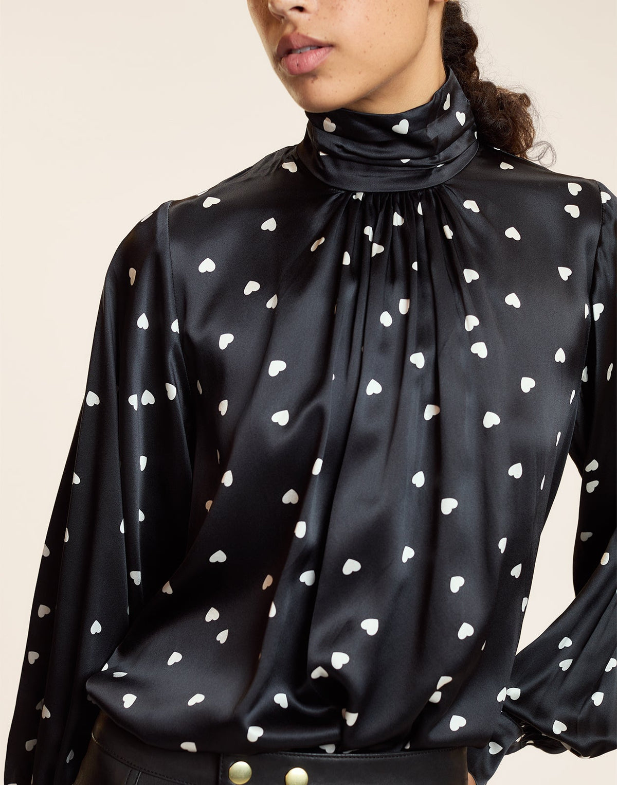 HIGH NECK SILK BLOUSE