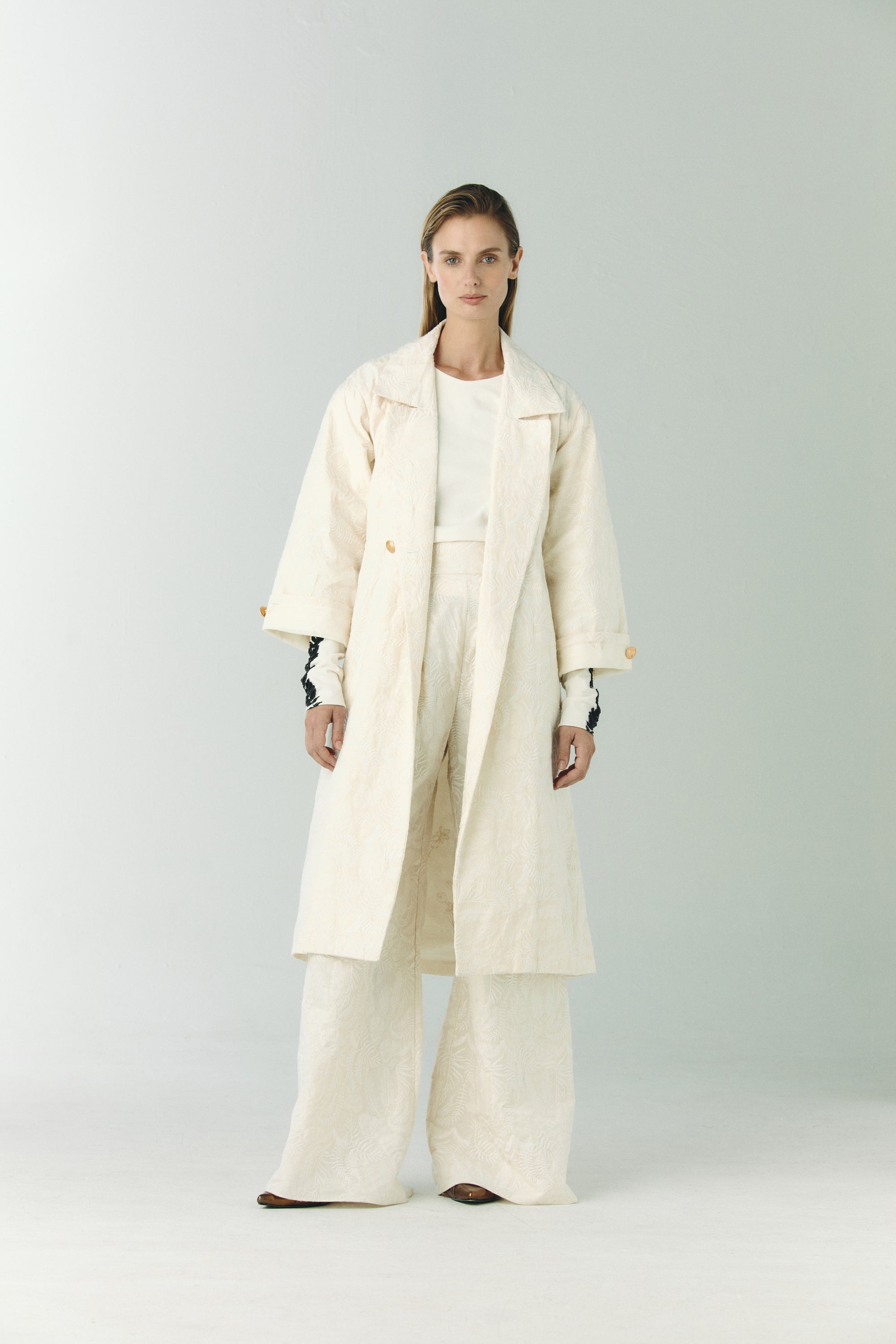 Fiol Canvas Embroidered Pants / Ecru