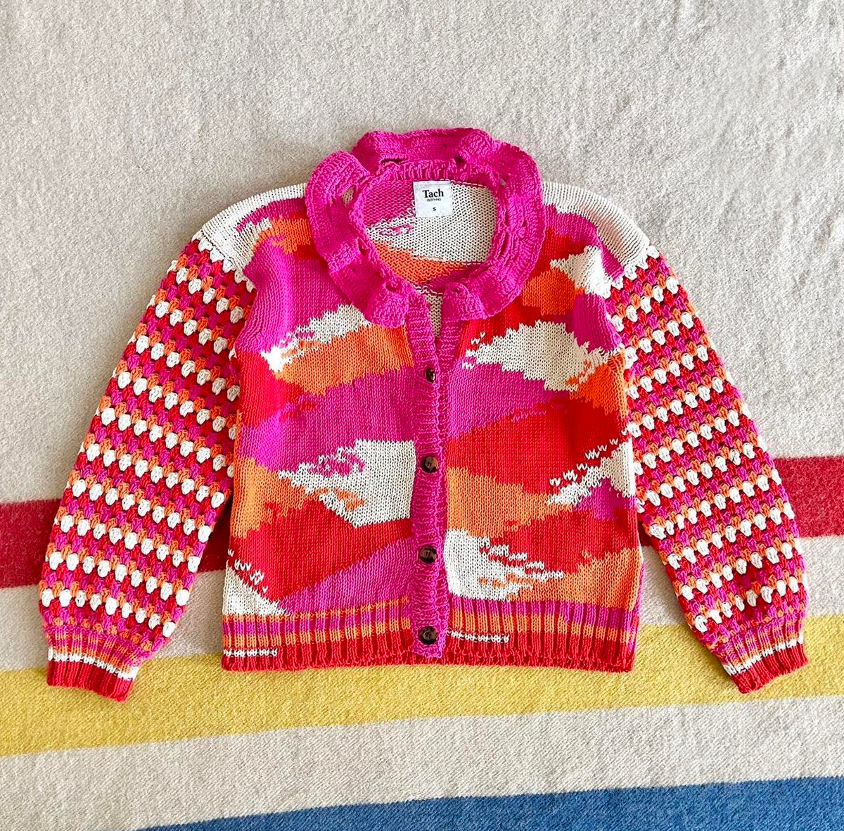 Mireia Crochet Cardigan | Orange  &  Pink