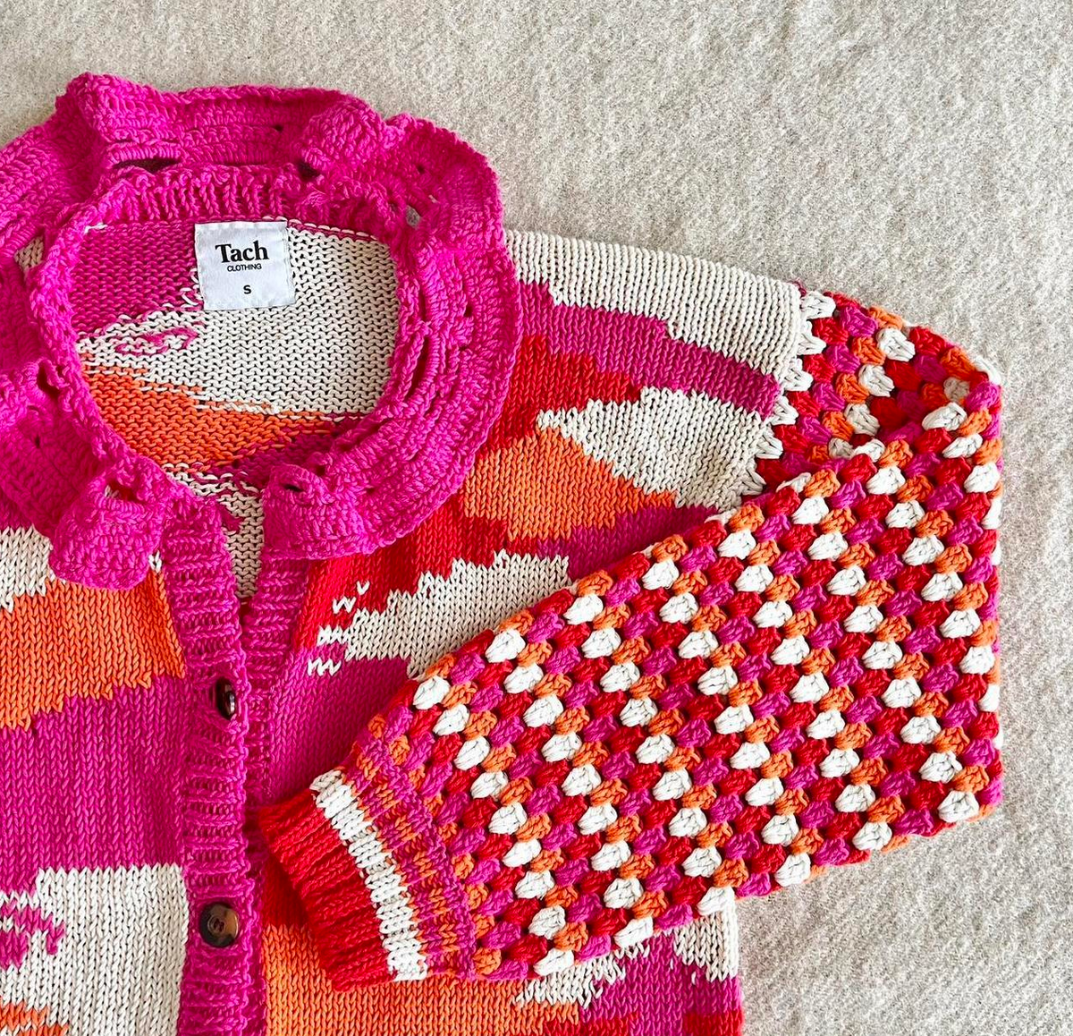 Mireia Crochet Cardigan | Orange  &  Pink
