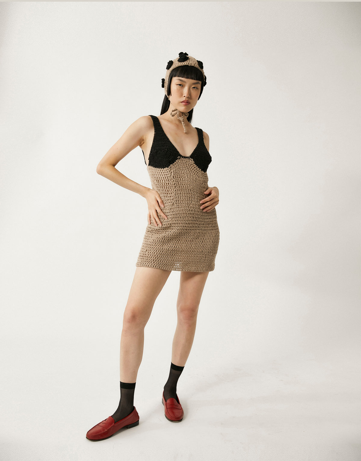 Lirio Knit Dress | Black  &  Tan