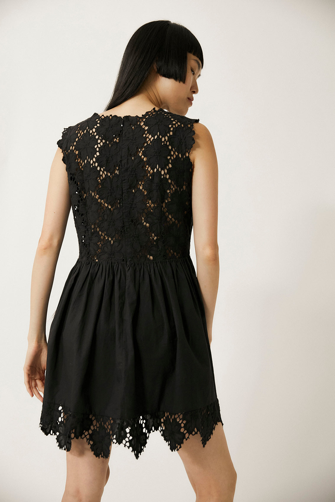 Misisipi Cutwork Embroidery Dress | Black